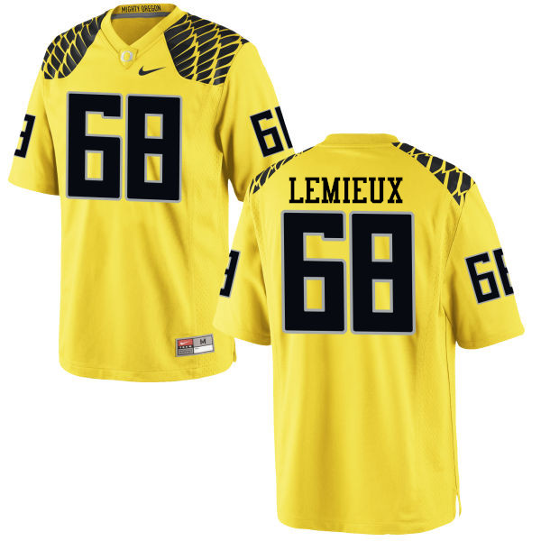 Men #68 Shane Lemieux Oregon Ducks College Football Jerseys-Yellow